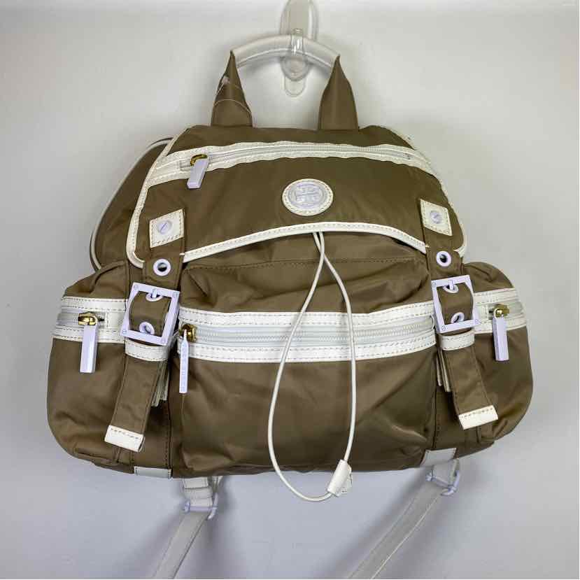 Pre-Owned Tory Burch Taupe Nylon Handbag