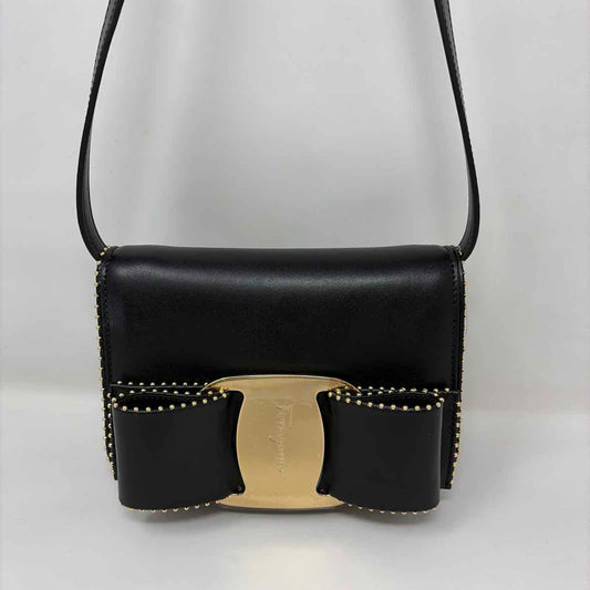 Pre-Owned Ferragamo Black Leather Designer Handbag