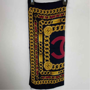 Pre-Owned Chanel Black Silk Designer Scarf