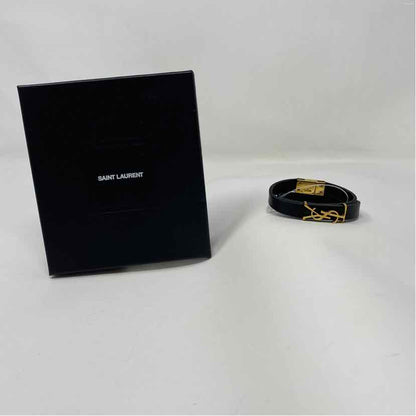 Pre-Owned Saint Laurent Black Leather Designer Jewelry