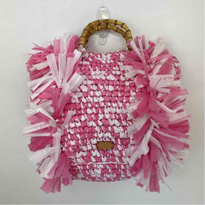 Pre-Owned Francis Valentine Pink W/ White Straw Handbag