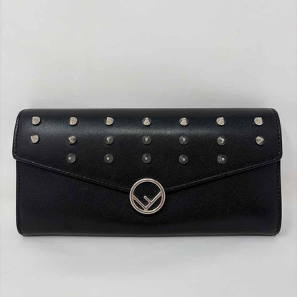Pre-Owned Fendi Black Leather Designer Wallet