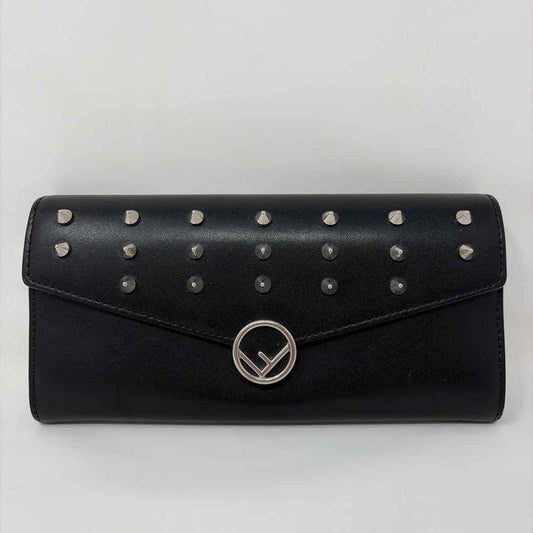 Pre-Owned Fendi Black Leather Designer Wallet