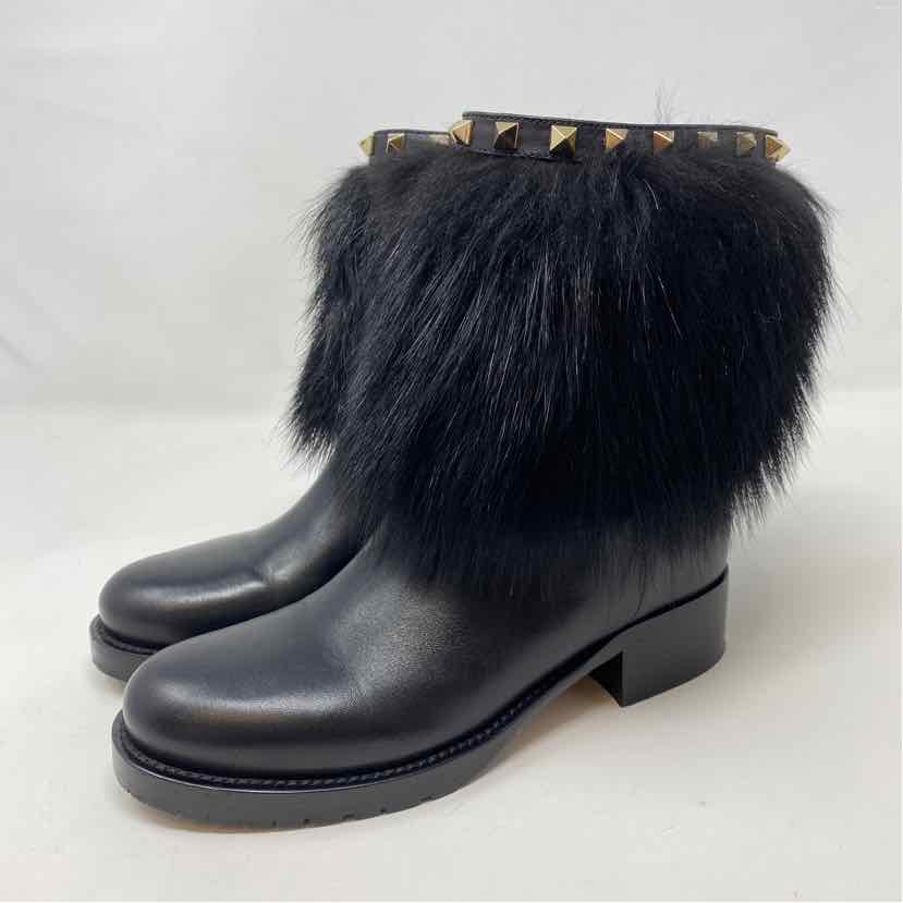 Pre-Owned Valentino Black Leather Shoe Size 5.5 Designer Shoes