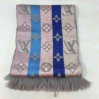 Pre-Owned Louis Vuitton Grey/Pink Knit Designer Scarf