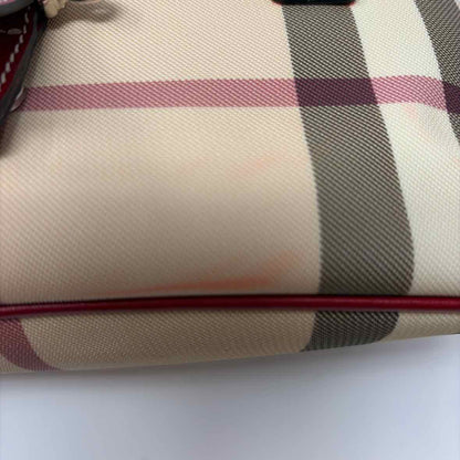 Pre-Owned Burberry Red Multi Coated Canvas Designer Handbag