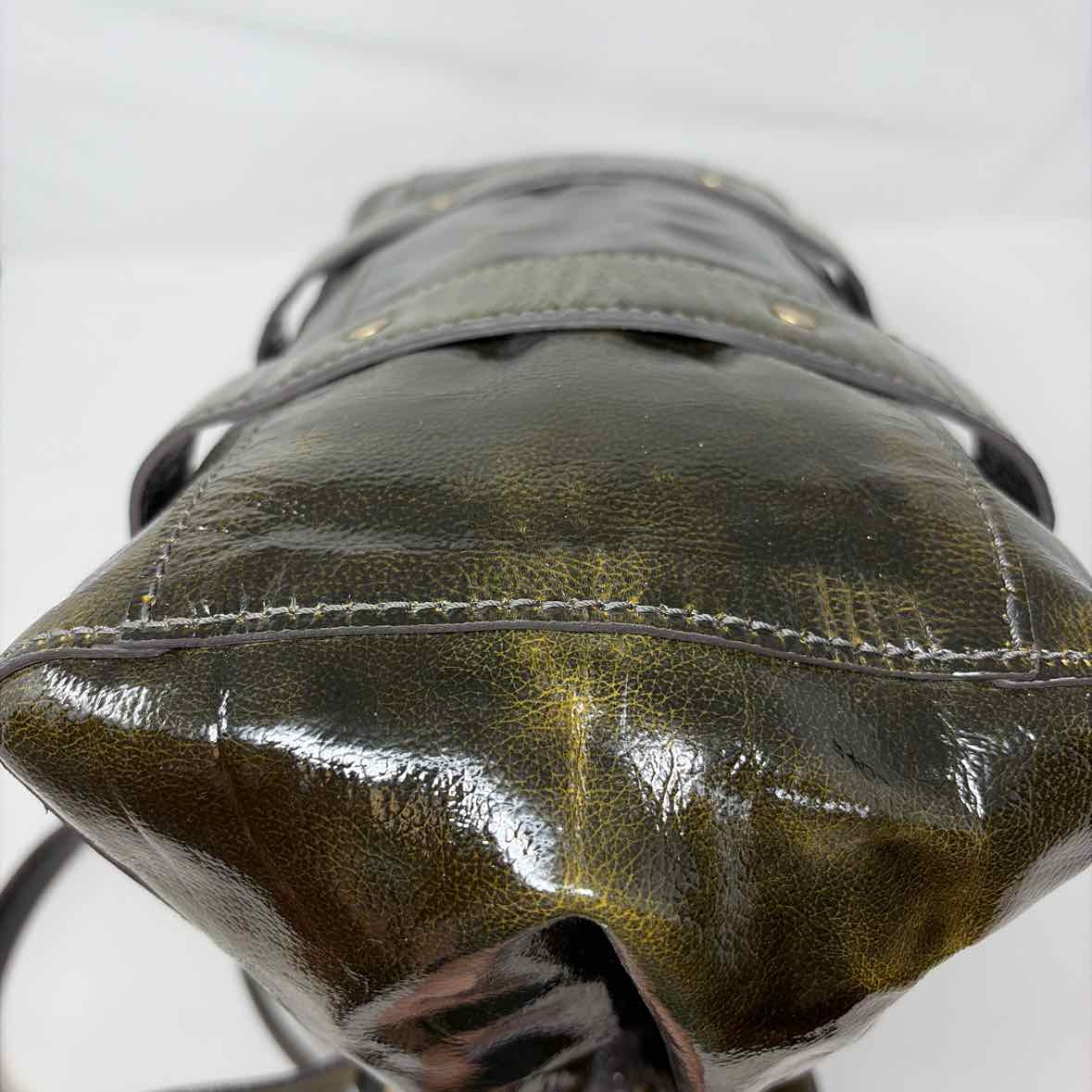 Pre-Owned Jimmy Choo Olive Patent Designer Handbag
