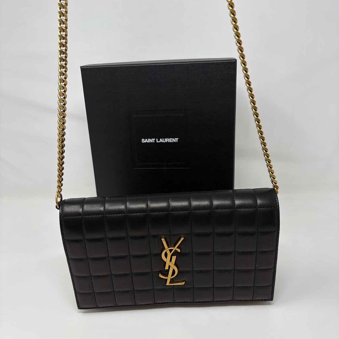 Pre-Owned Saint Laurent Black Leather Designer Handbag