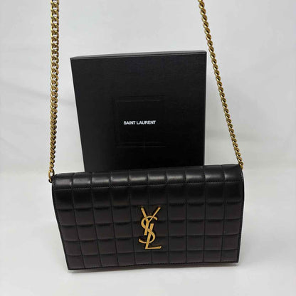 Pre-Owned Saint Laurent Black Leather Designer Handbag