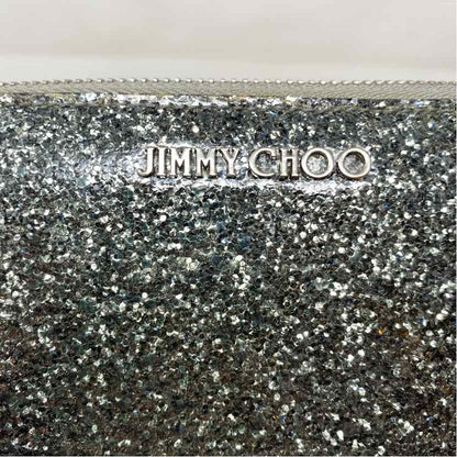 Pre-Owned Jimmy Choo Silver Multi Coated Canvas Designer Wallet