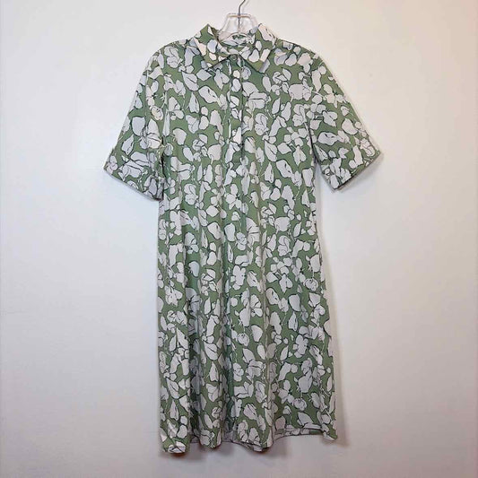 Pre-Owned Size XS Chico's Green Print Casual Dress