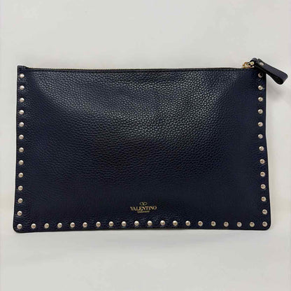 Pre-Owned Valentino Navy Leather Designer Handbag