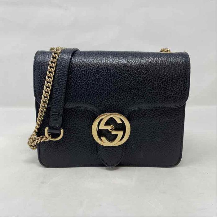 Pre-Owned Gucci Black Leather Designer Handbag