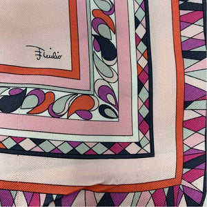 Pre-Owned Emilio Pucci Pink Multi Silk Designer Scarf