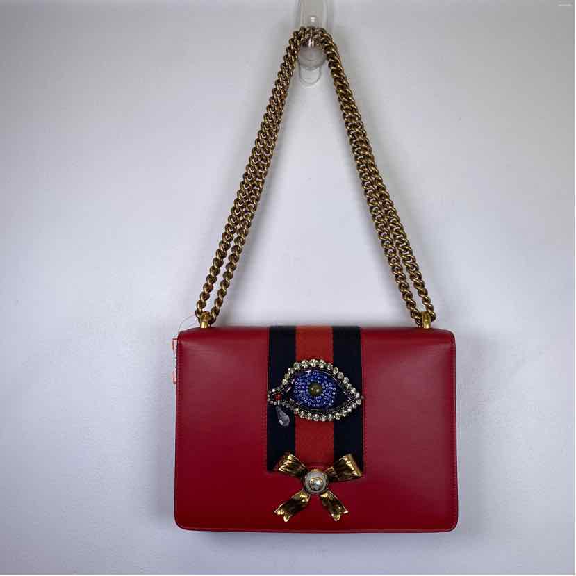 Pre-Owned Gucci Red Leather Designer Handbag