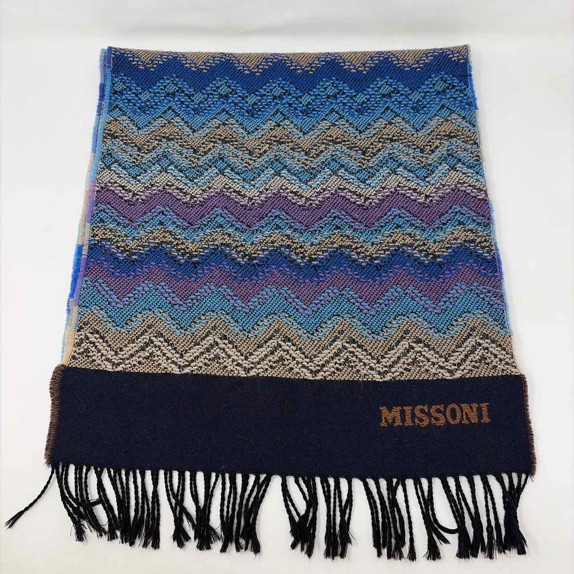 Pre-Owned Missoni Blue Multi Knit Designer Scarf