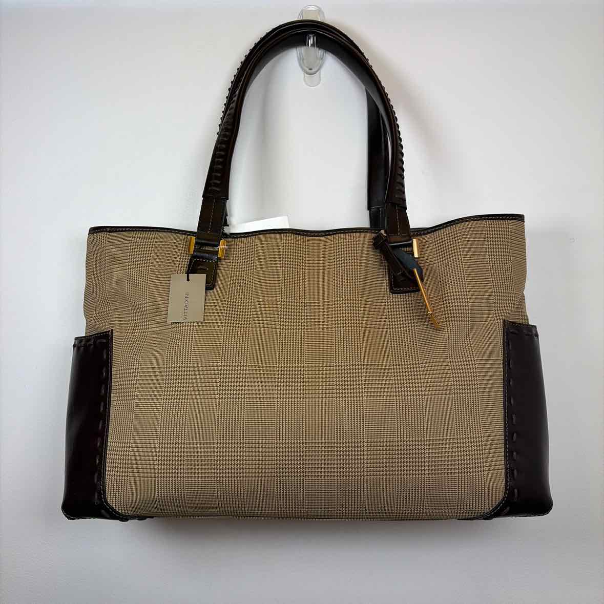 Pre-Owned Adrienne Vittadini Tan Print Fabric Handbag