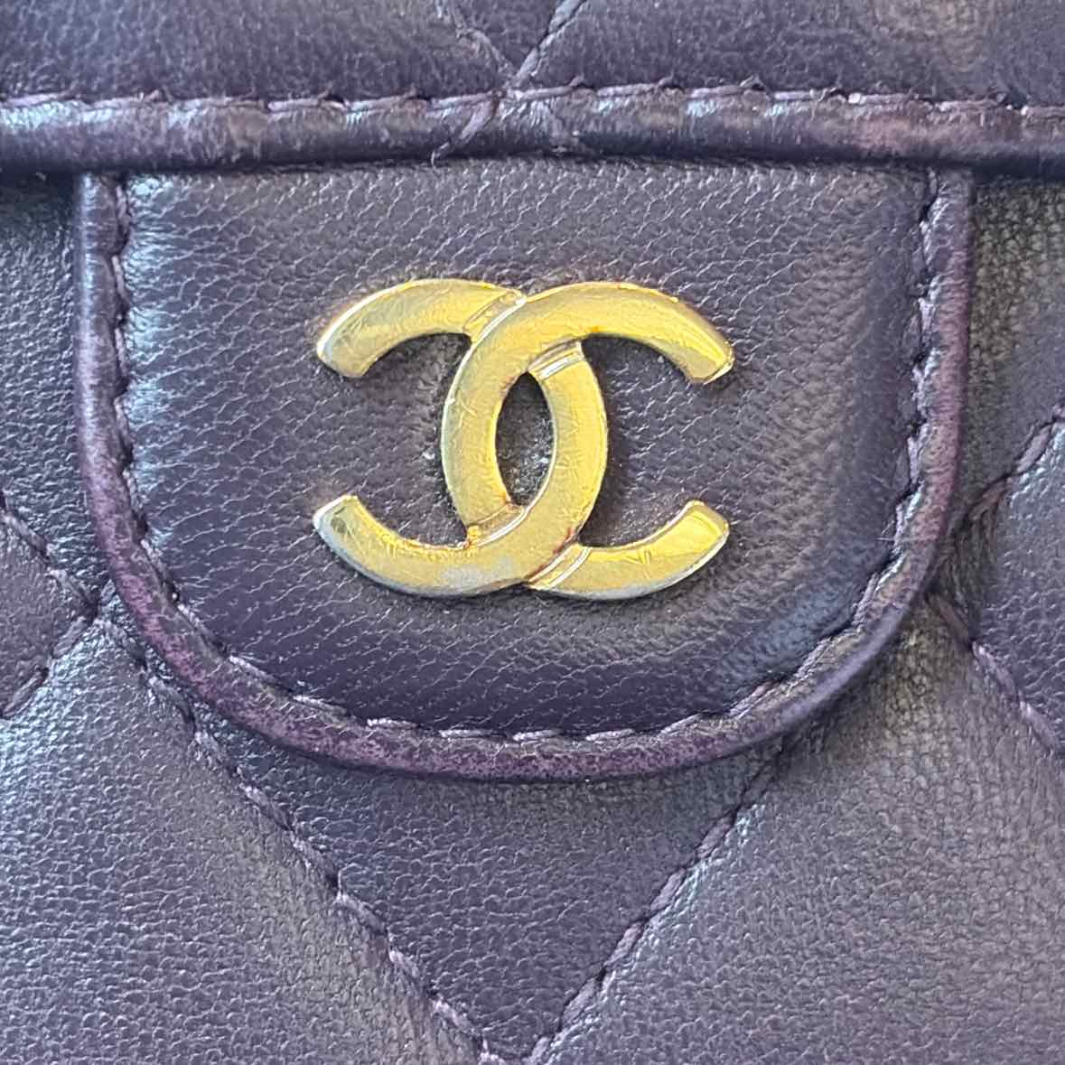Pre-Owned Chanel Purple Leather Designer Wallet