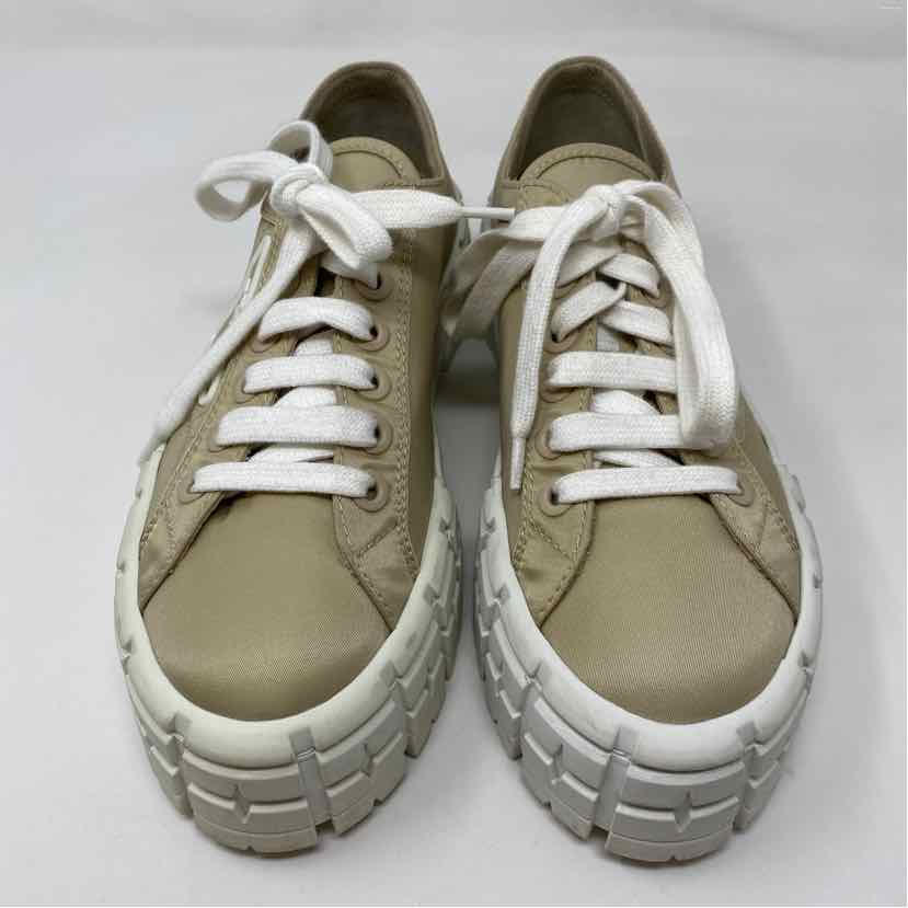 Pre-Owned Prada Taupe Nylon Shoe Size 8.5 Designer Shoes