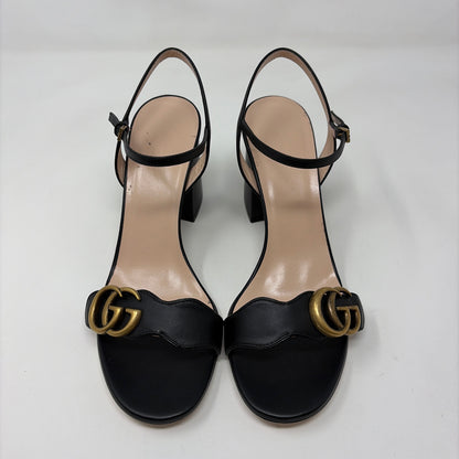 Pre-Owned Gucci Black Leather Shoe Size 8 Designer Shoes