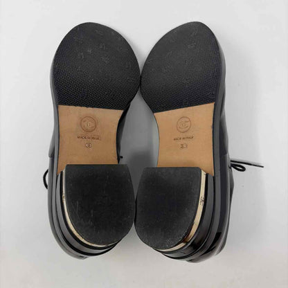 Pre-Owned Chanel Black Patent Shoe Size 7.5 Designer Shoes