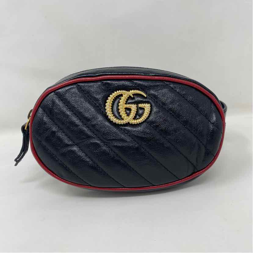 Pre-Owned Gucci Black/Red Leather Designer Handbag
