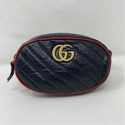 Pre-Owned Gucci Black/Red Leather Designer Handbag
