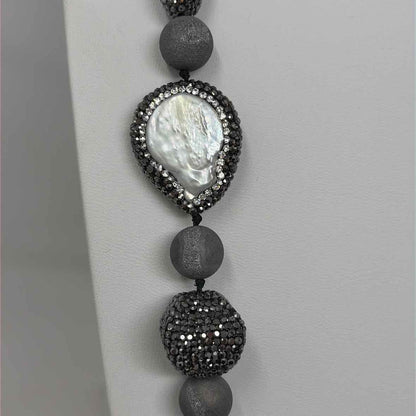 Pre-Owned Boutique Grey Multi Stones Necklace
