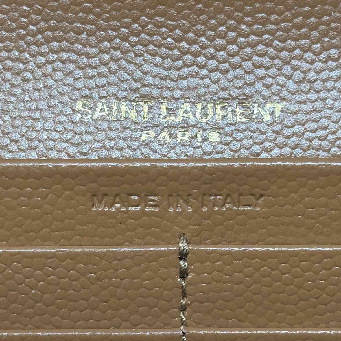 Pre-Owned Saint Laurent Cognac Leather Designer Wallet