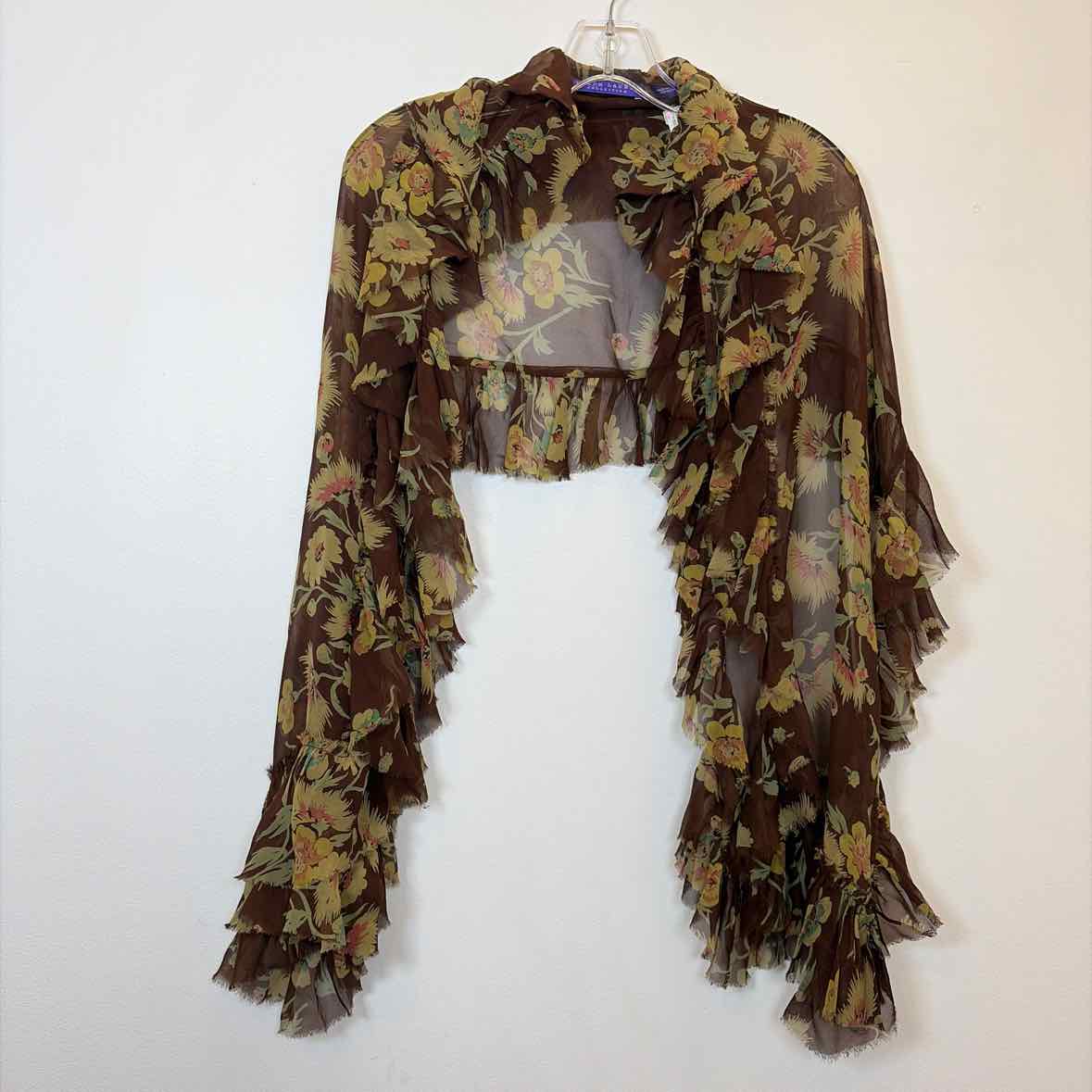 Pre-Owned Ralph Lauren Brown Multi Sheer Scarf