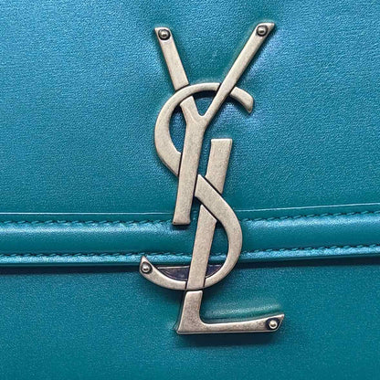 Pre-Owned Saint Laurent Green Leather Designer Handbag