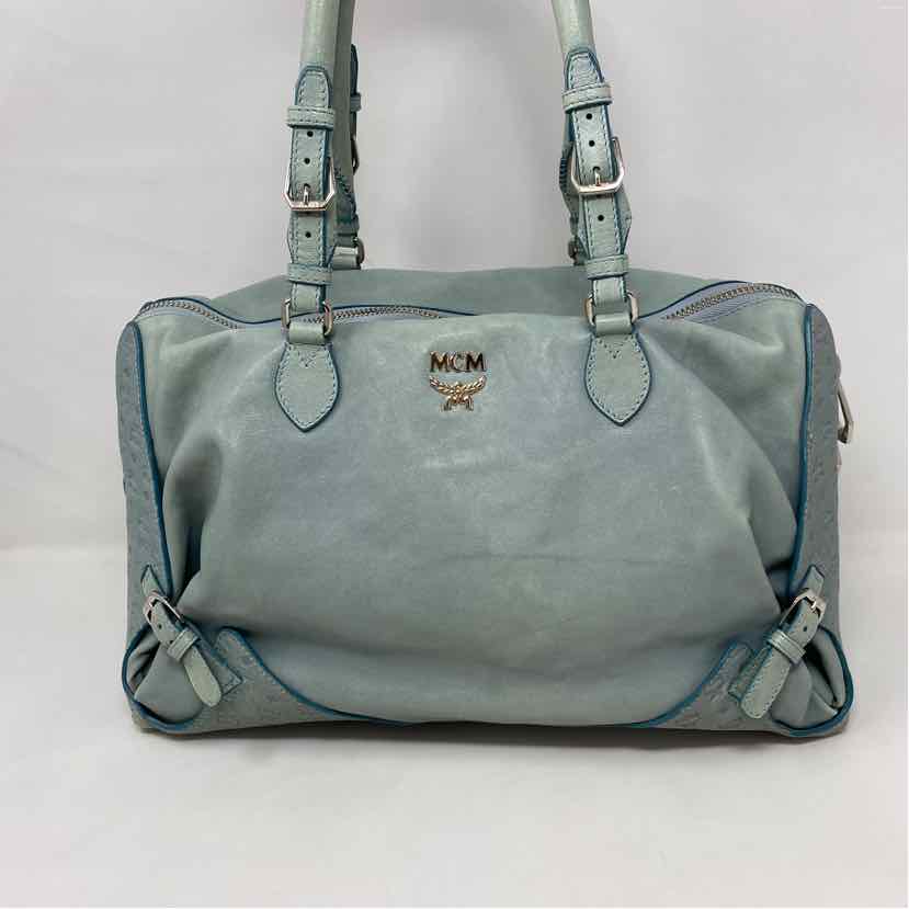 Pre-Owned MCM Turquoise Leather Designer Handbag