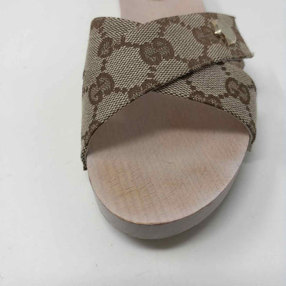 Pre-Owned Gucci Monogram Wood Shoe Size 6 Designer Shoes