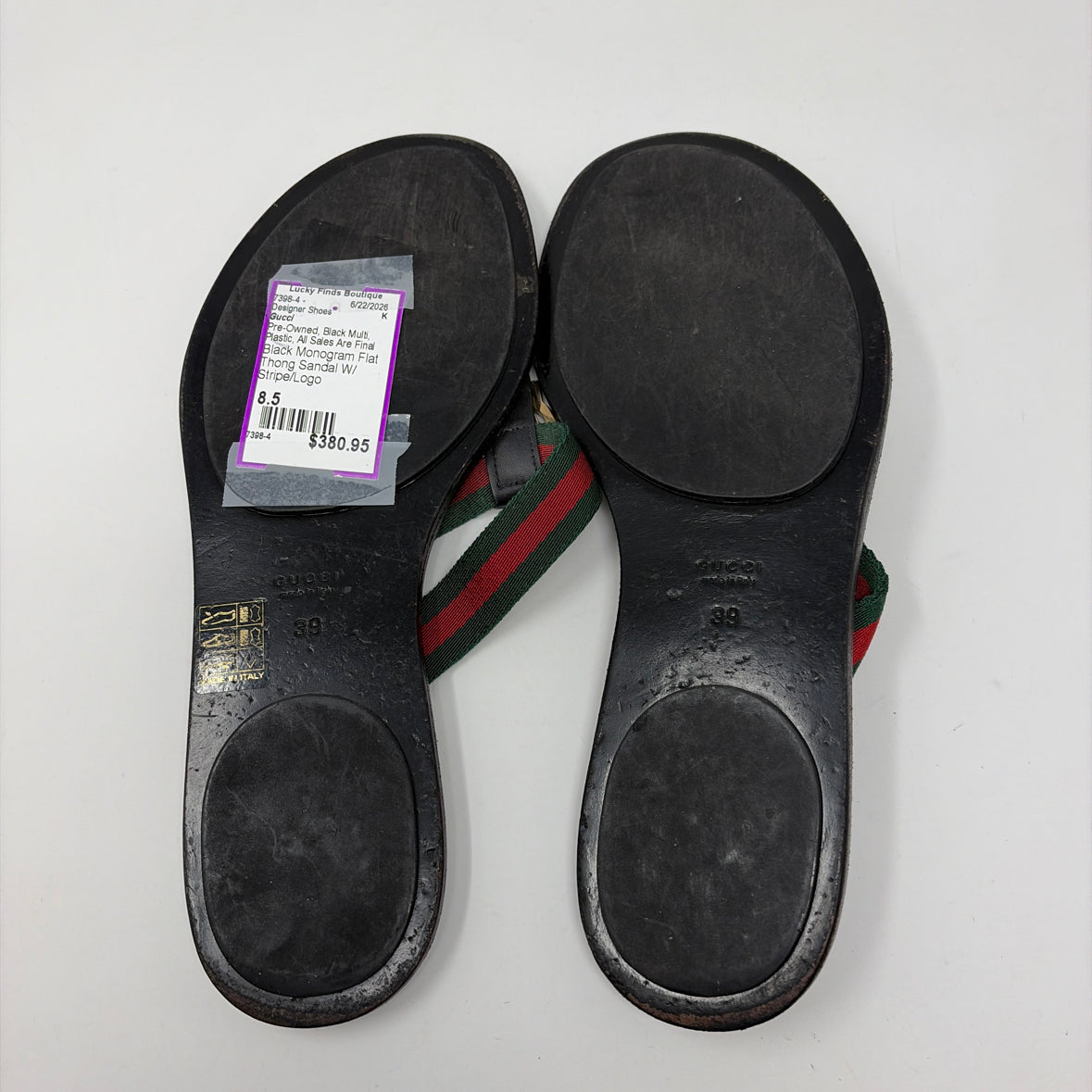 Pre-Owned Gucci Black Multi Plastic Shoe Size 8.5 Designer Shoes