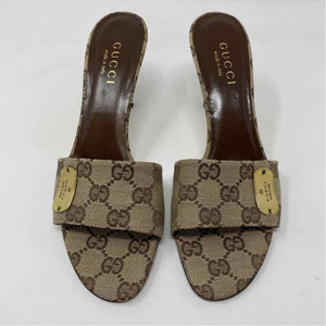 Pre-Owned Gucci Monogram Canvas Shoe Size 8 Designer Shoes