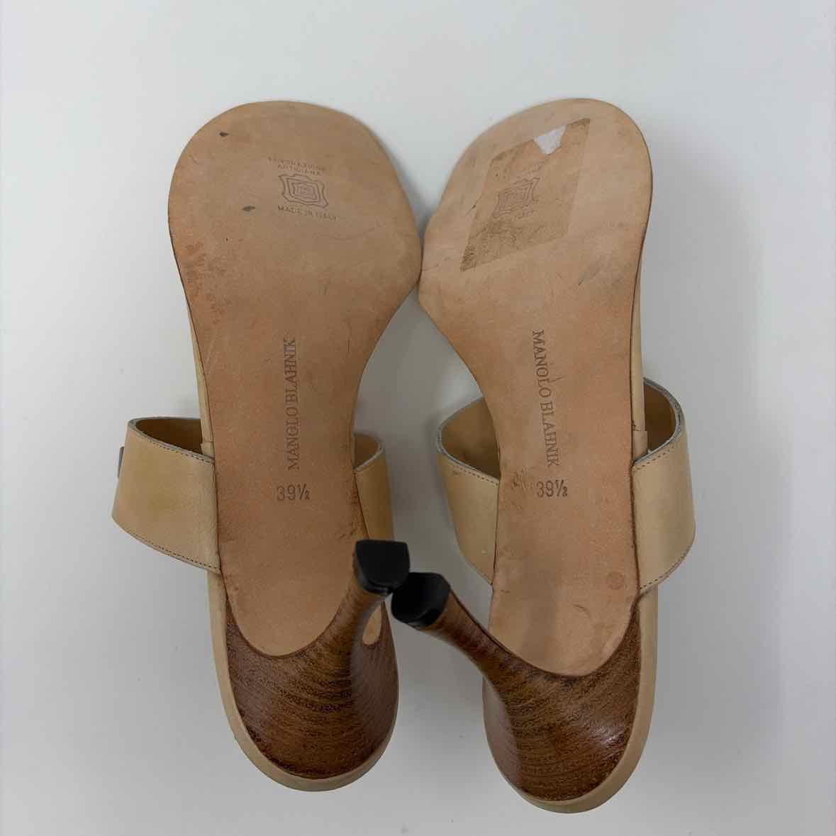 Pre-Owned Manolo Blahnik Tan Leather Shoe Size 9 Designer Shoes