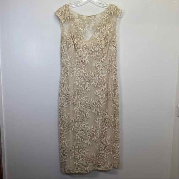 Pre-Owned Size 12/L Lauren by Ralph Lauren Beige Casual Dress