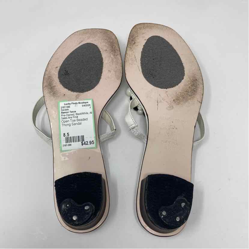 Pre-Owned Shoe Size 8.5 Ramon Tenza Black/White Sandals