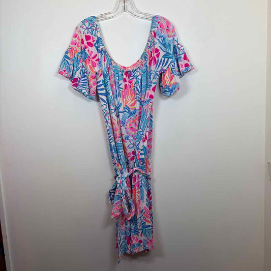 Pre-Owned Size XL Lilly Pulitzer Blue Print Casual Dress
