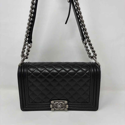 Pre-Owned Chanel Black Leather Designer Handbag