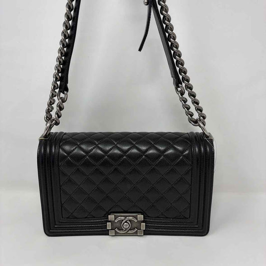 Pre-Owned Chanel Black Leather Designer Handbag