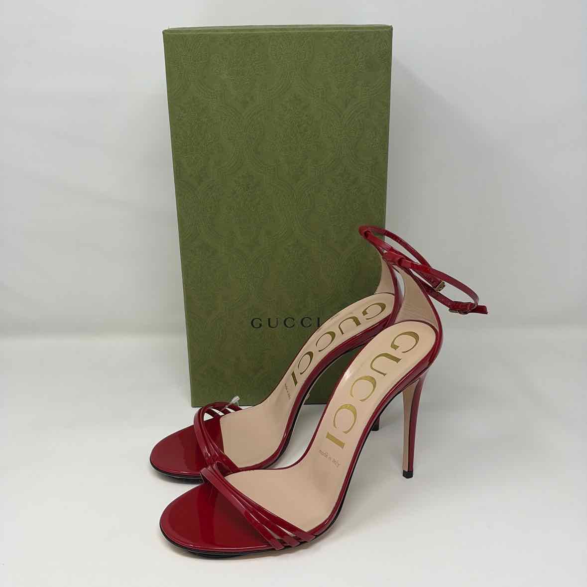 Pre-Owned Gucci Red Patent Shoe Size 7.5 Designer Shoes