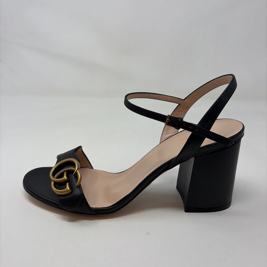 Pre-Owned Gucci Black Leather Shoe Size 8 Designer Shoes