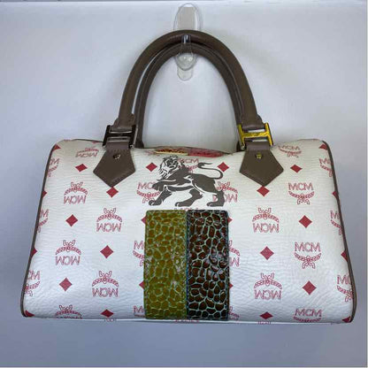 Pre-Owned MCM White Multi Leather Designer Handbag