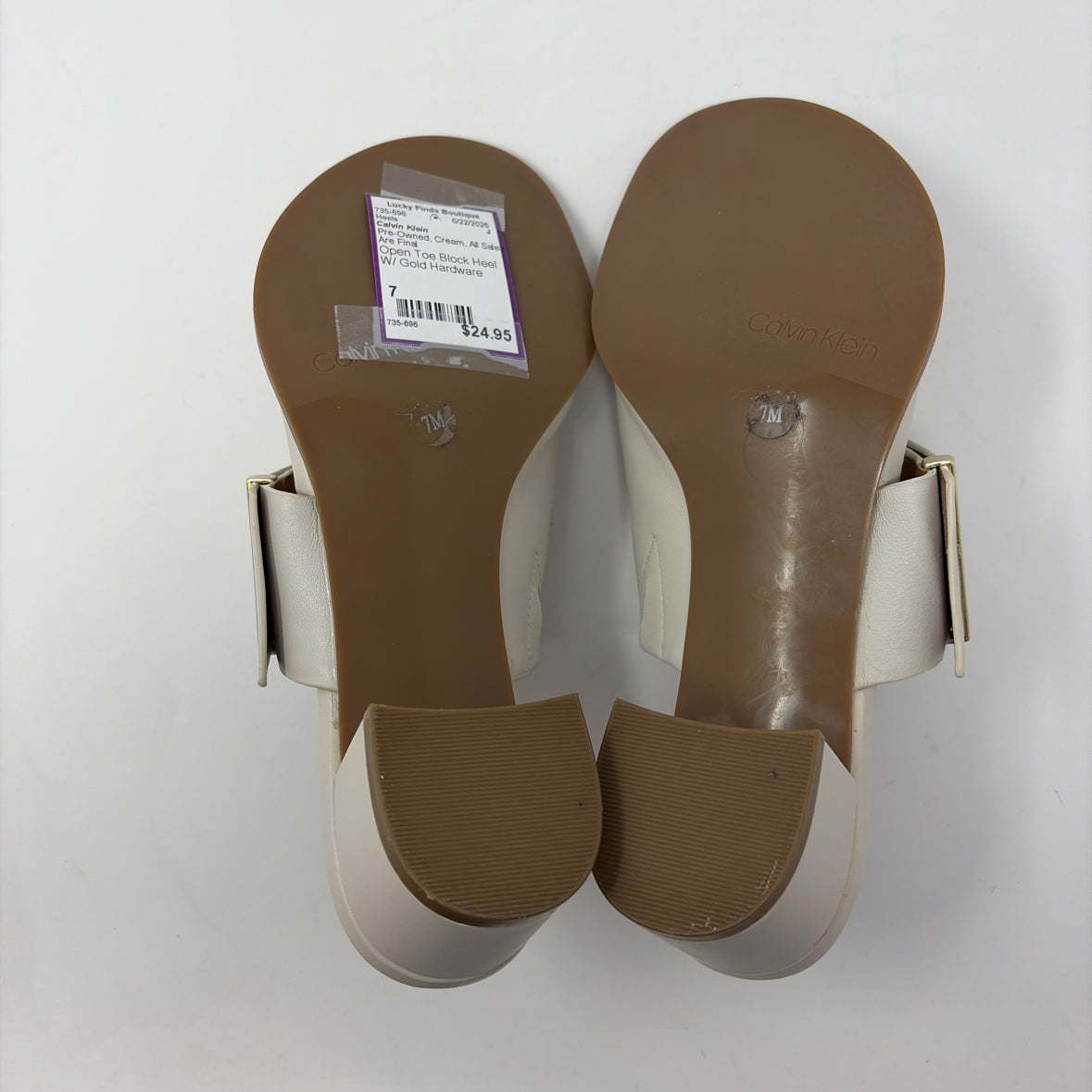 Pre-Owned Shoe Size 7 Calvin Klein Cream Heels
