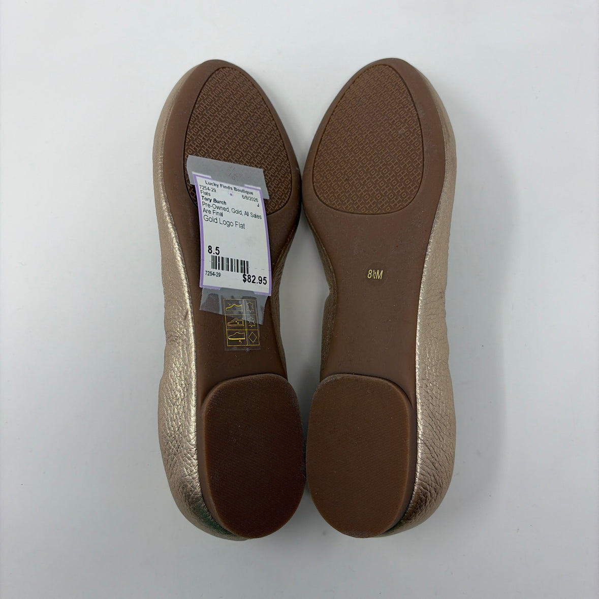 Pre-Owned Shoe Size 8.5 Tory Burch Gold Flats