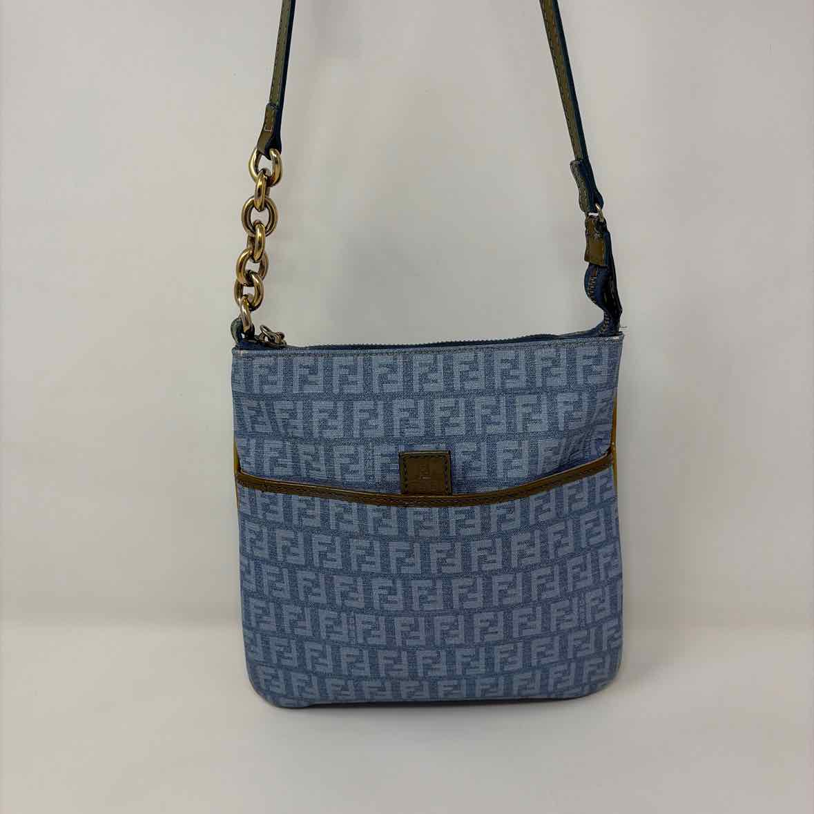 Pre-Owned Fendi Blue Canvas Designer Handbag