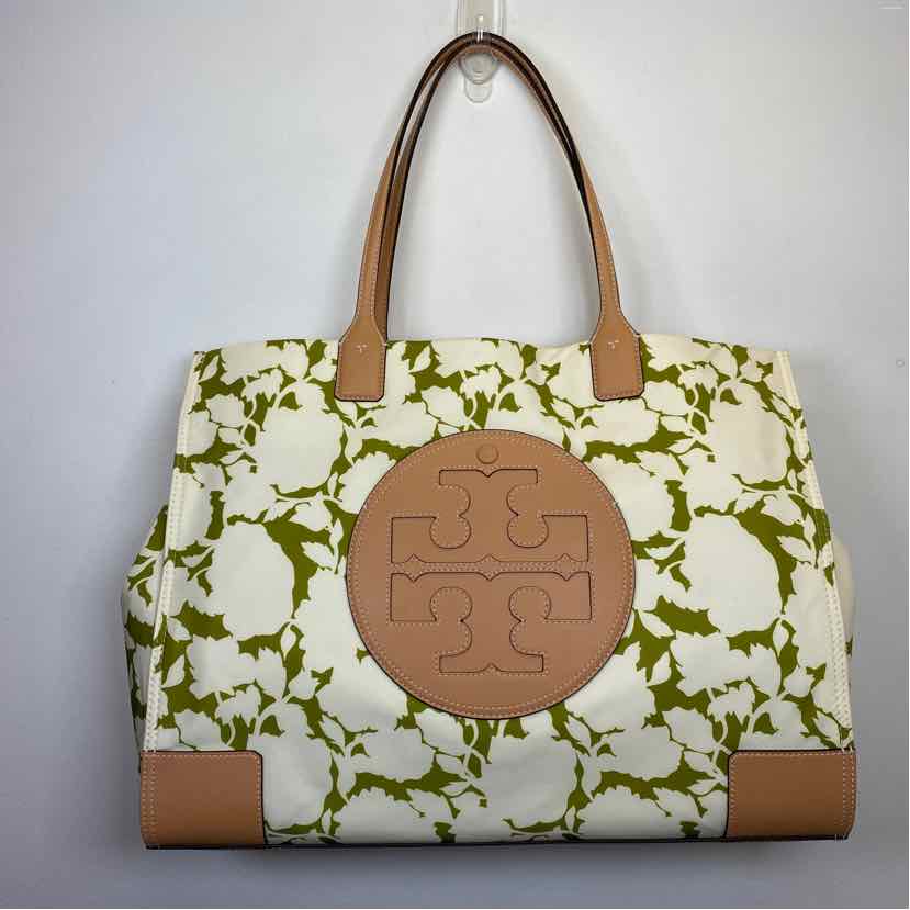 Pre-Owned Tory Burch Green Floral Nylon Handbag