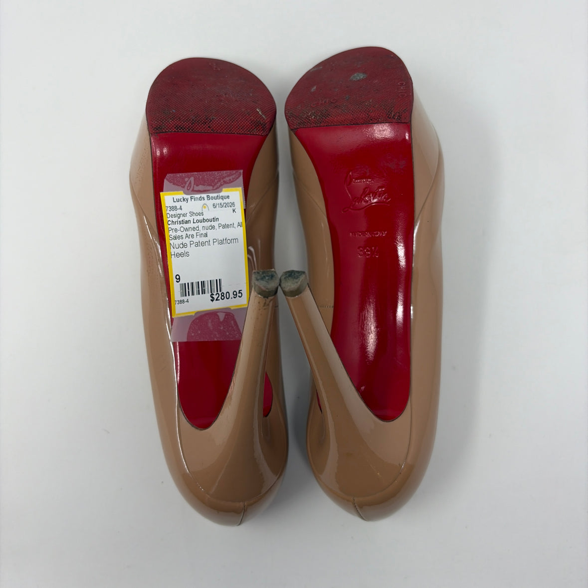 Pre-Owned Christian Louboutin nude Patent Shoe Size 9 Designer Shoes