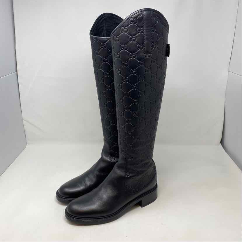 Pre-Owned Gucci Black Leather Shoe Size 5.5 Designer Shoes